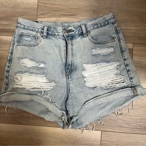 American Eagle High Waisted Ripped Jean Shorts
